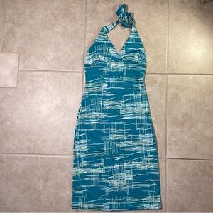 Y2K Heart Moon Star Teal Halter Dress Size Medium